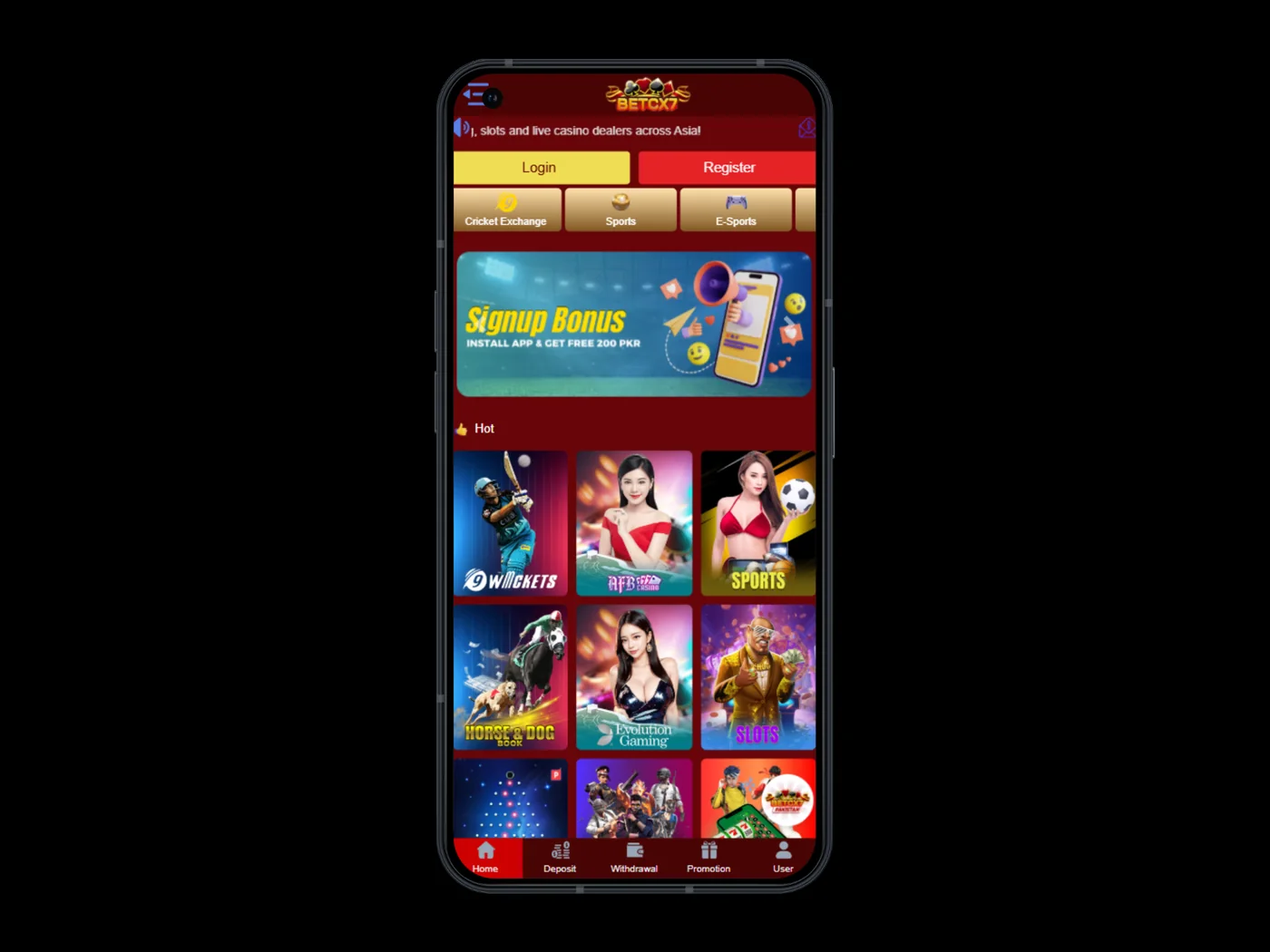 BetCX7 موبائل ایپ